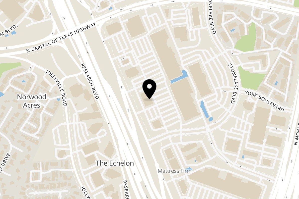 Map showing the location of IchiUmi Sushi on 9503 Research Blvd #500 in Austin